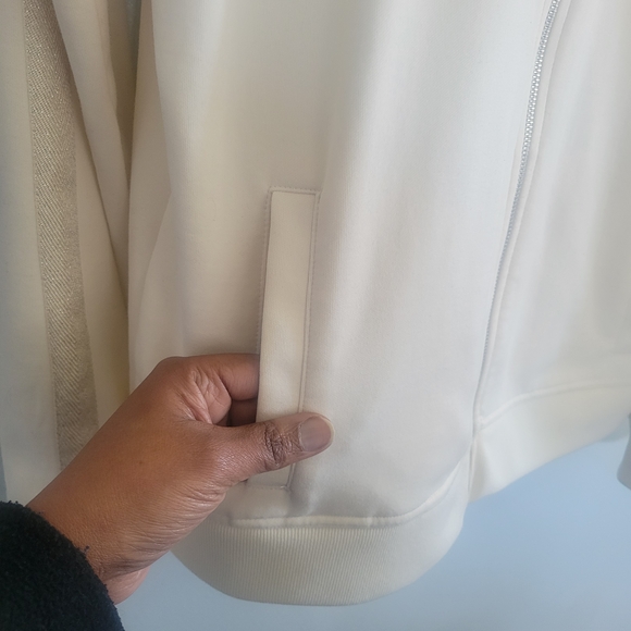 LAUREN RALPH LAUREN ACTIVE Cream Zip Up Jacket Crest Logo Womens XL - Picture 5 of 10